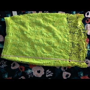 Lime green lace Pencil skirt